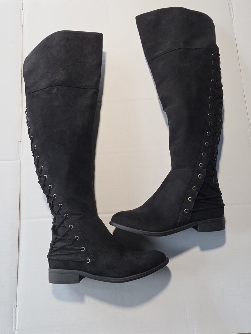 JustFab "Brienne" Black Over-the-Knee Lace-Up Boots Women’s Size 8.5